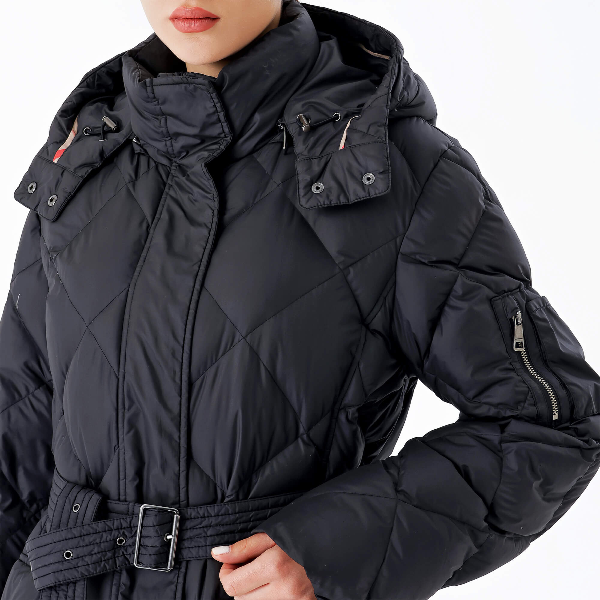 Burberry - Black Quilted Nylon Long Hooded Coat